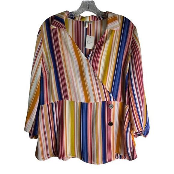 Cato Est. 1946 Top Womens Size L Multi Stripy Colors Casual Flowey Wear - Picture 1 of 9